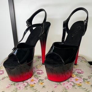 Pleaser Adore black red gradient sandal platform heels size 7